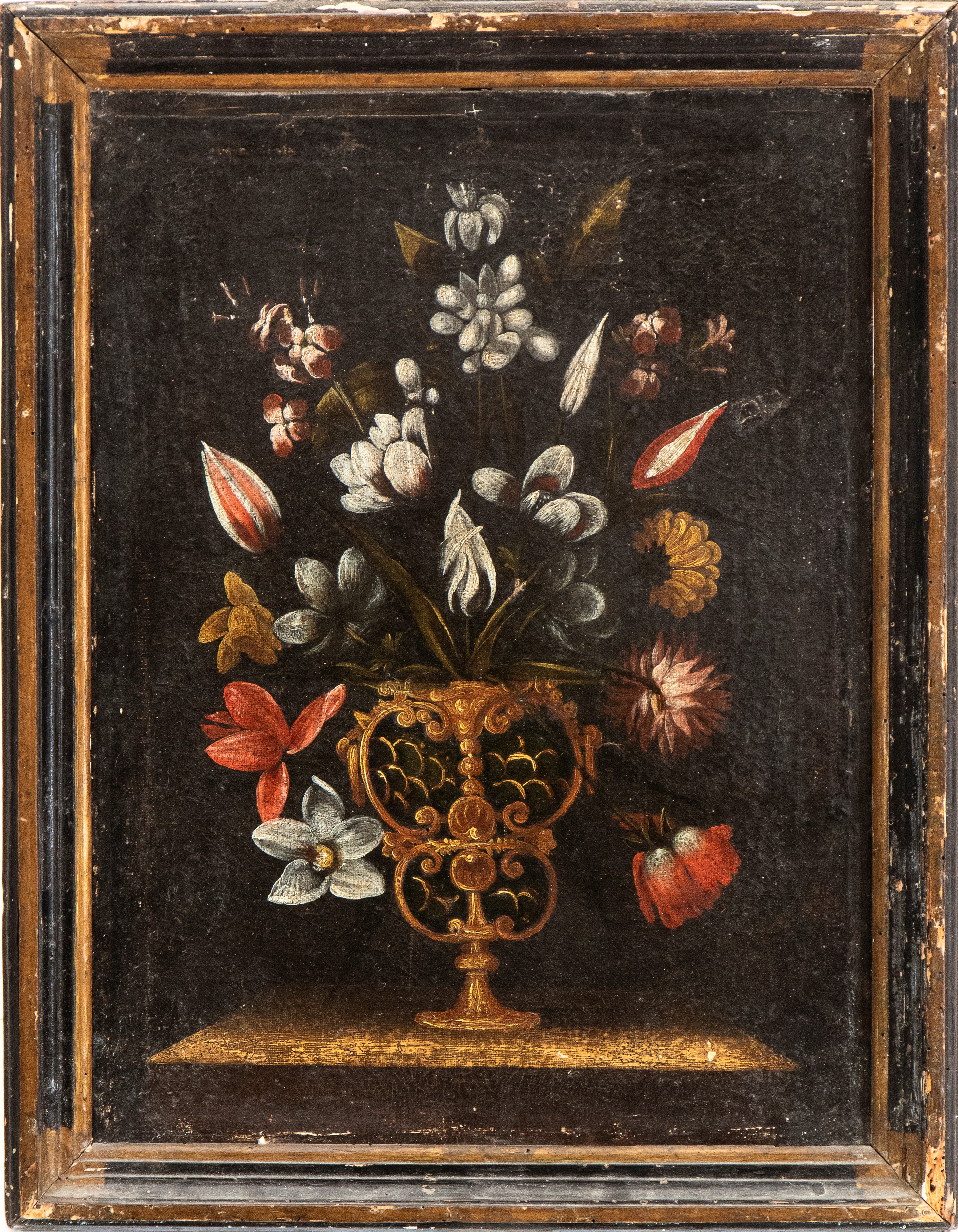Giacomo Recco - Coppia di nature morte di fiori in un vaso