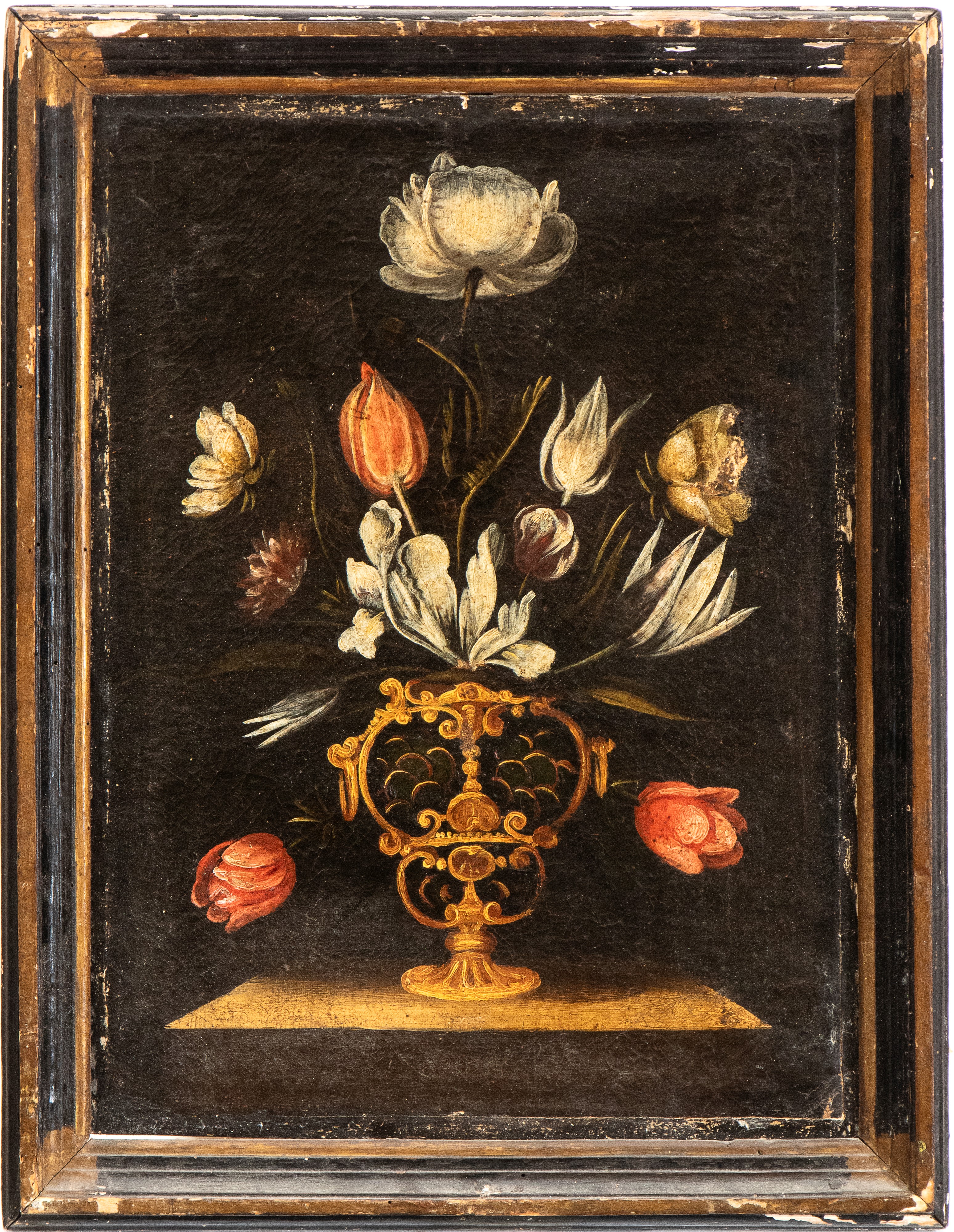 Giacomo Recco - Coppia di nature morte di fiori in un vaso