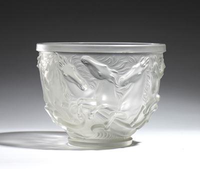 Vaso in vetro satinato “Horses of Poseidon” (Barolac), stile Art Déco