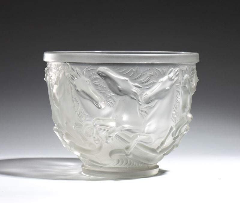 Josef Inwald - Vaso in vetro satinato “Horses of Poseidon” (Barolac), stile Art Déco