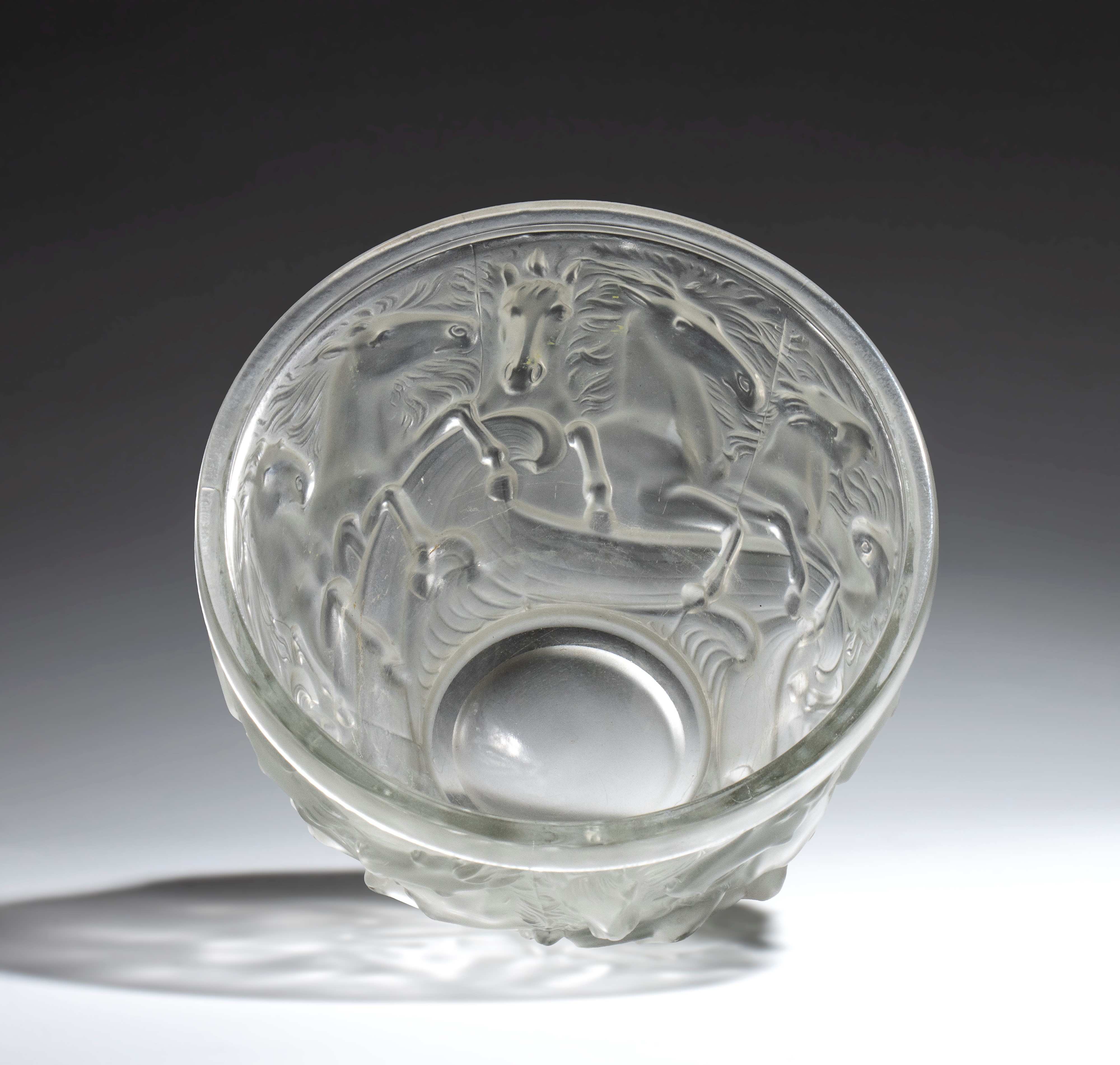 Josef Inwald - Vaso in vetro satinato “Horses of Poseidon” (Barolac), stile Art Déco