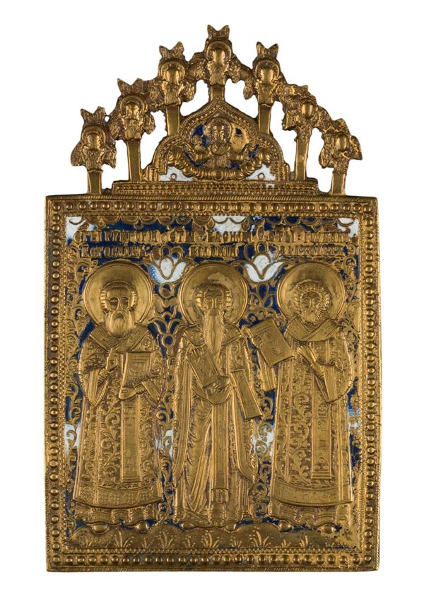 Travel icon depicting the Three Holy Hierarchs