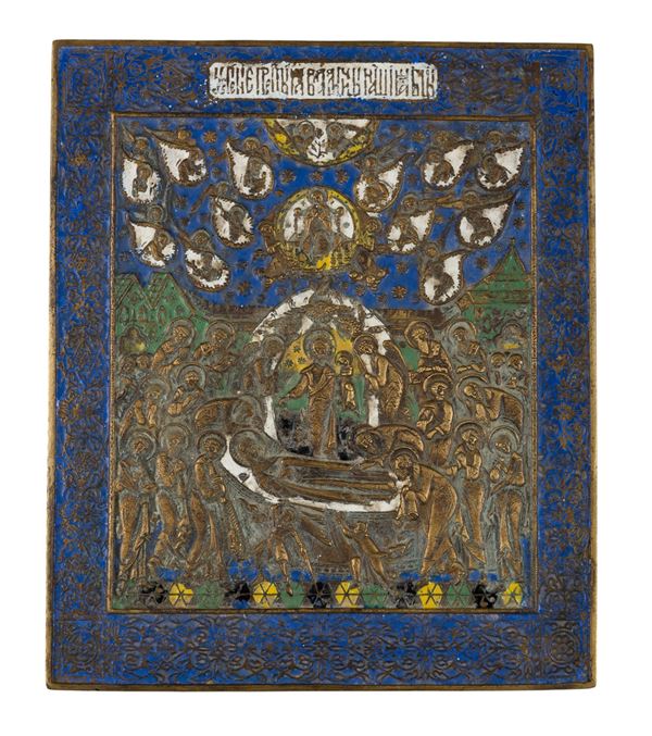 Travel icon depicting the Dormition of the Virgin