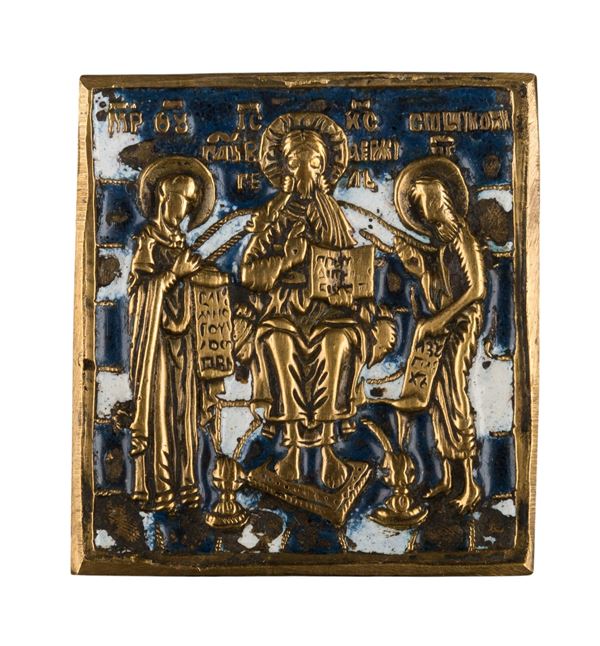 Piccola icona da viaggio raffigurante la Deesis