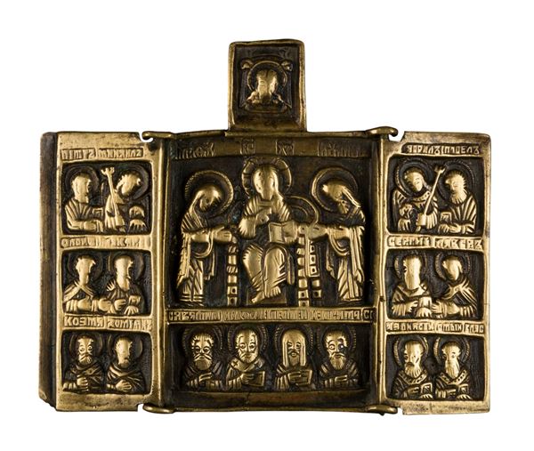 Travel triptych depicting the expanded Deesis
