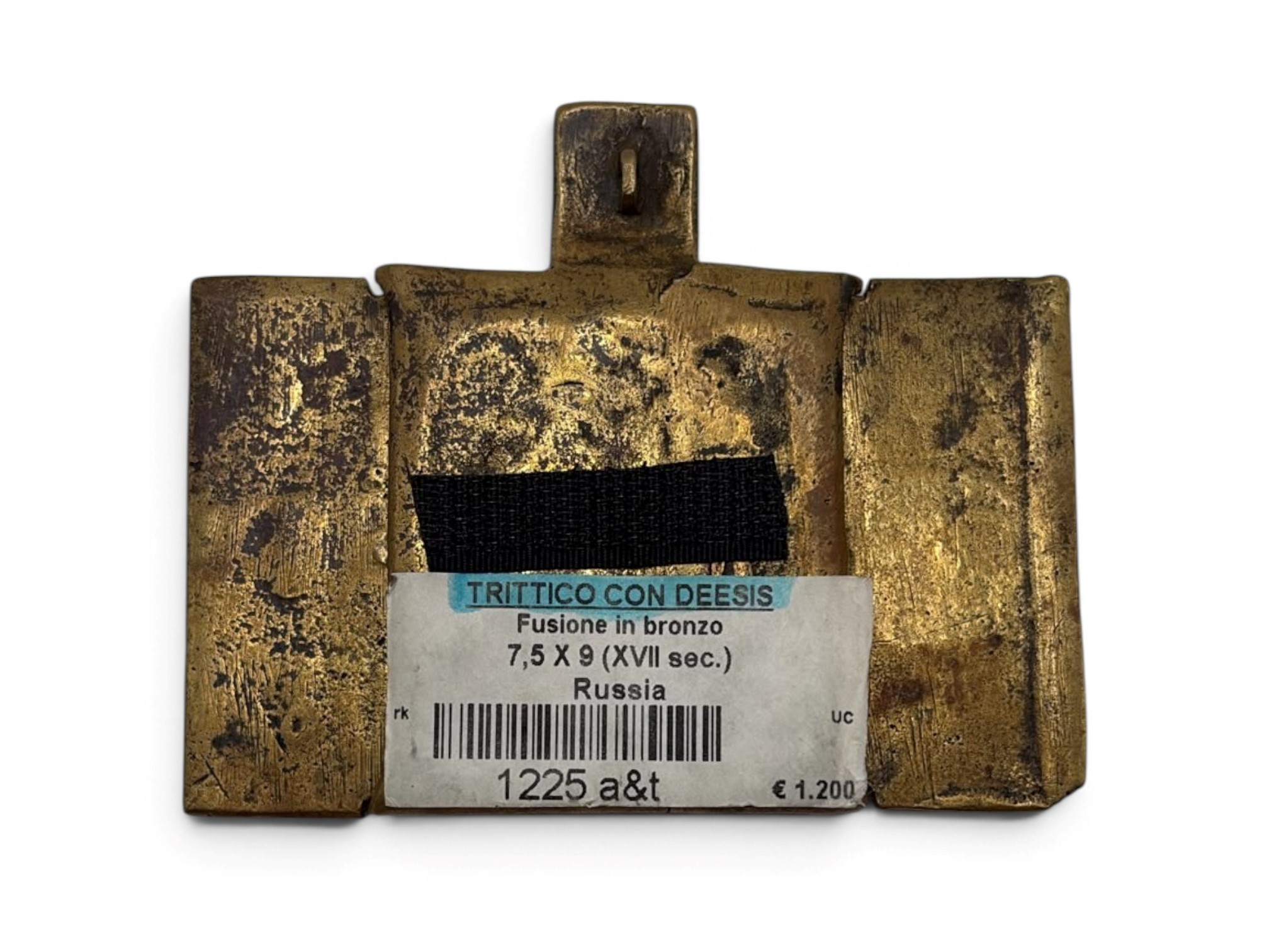 XIX secolo, Trittico da viaggio con Deesis allargata, fusione in bronzo