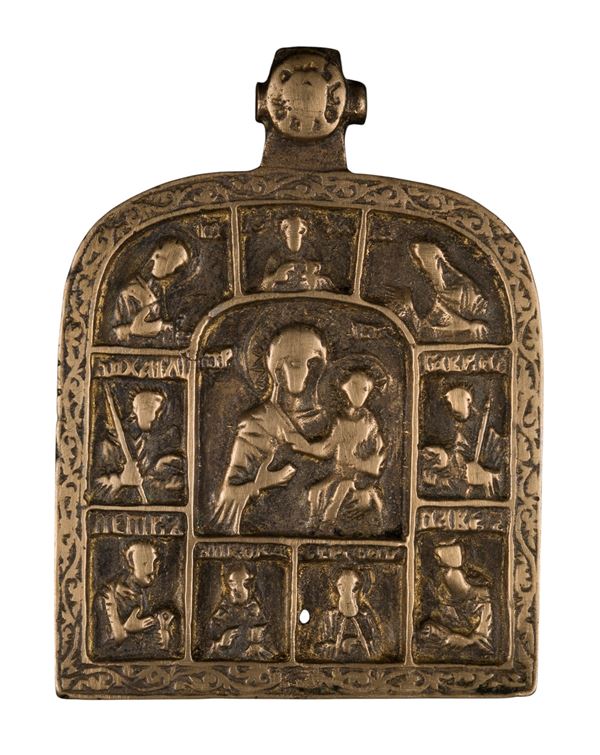 Icona pettorale raffigurante la Madonna di Smolensk e Santi Eletti