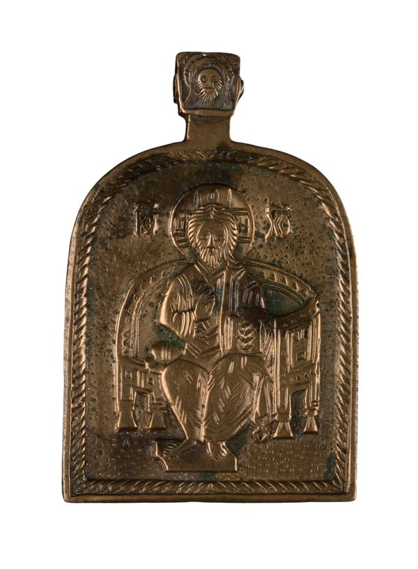 Pectoral icon depicting Christ enthroned