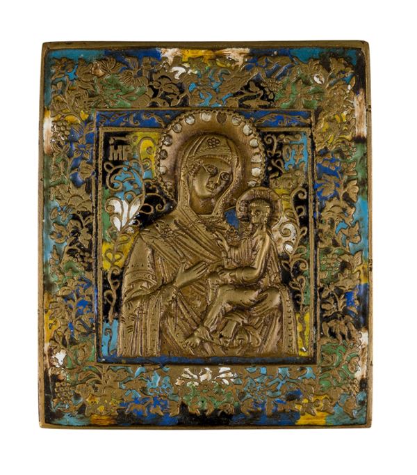 Icona da viaggio raffigurante la Madonna di Tichvin
