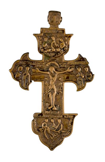Fusione in bronzo, Croce pettorale con raffigurazione della Crocifissione, XIX secolo