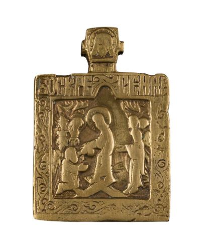 Icona pettorale raffigurante l’Anastasis, fusione in bronzo, XIX secolo