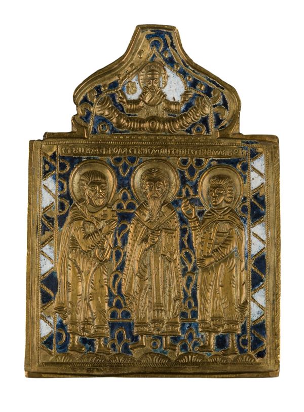 Travel icon depicting the Three Holy Hierarchs