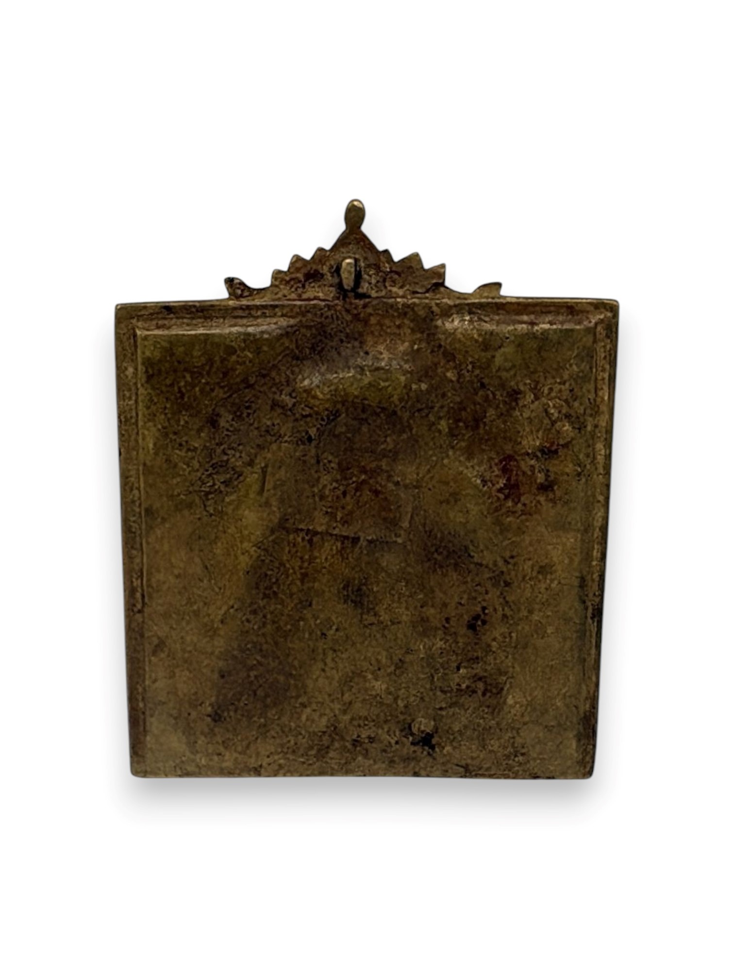 Fusione in bronzo e smalti policromi, Icona da viaggio con Odighitria e simboli della Passione (i...