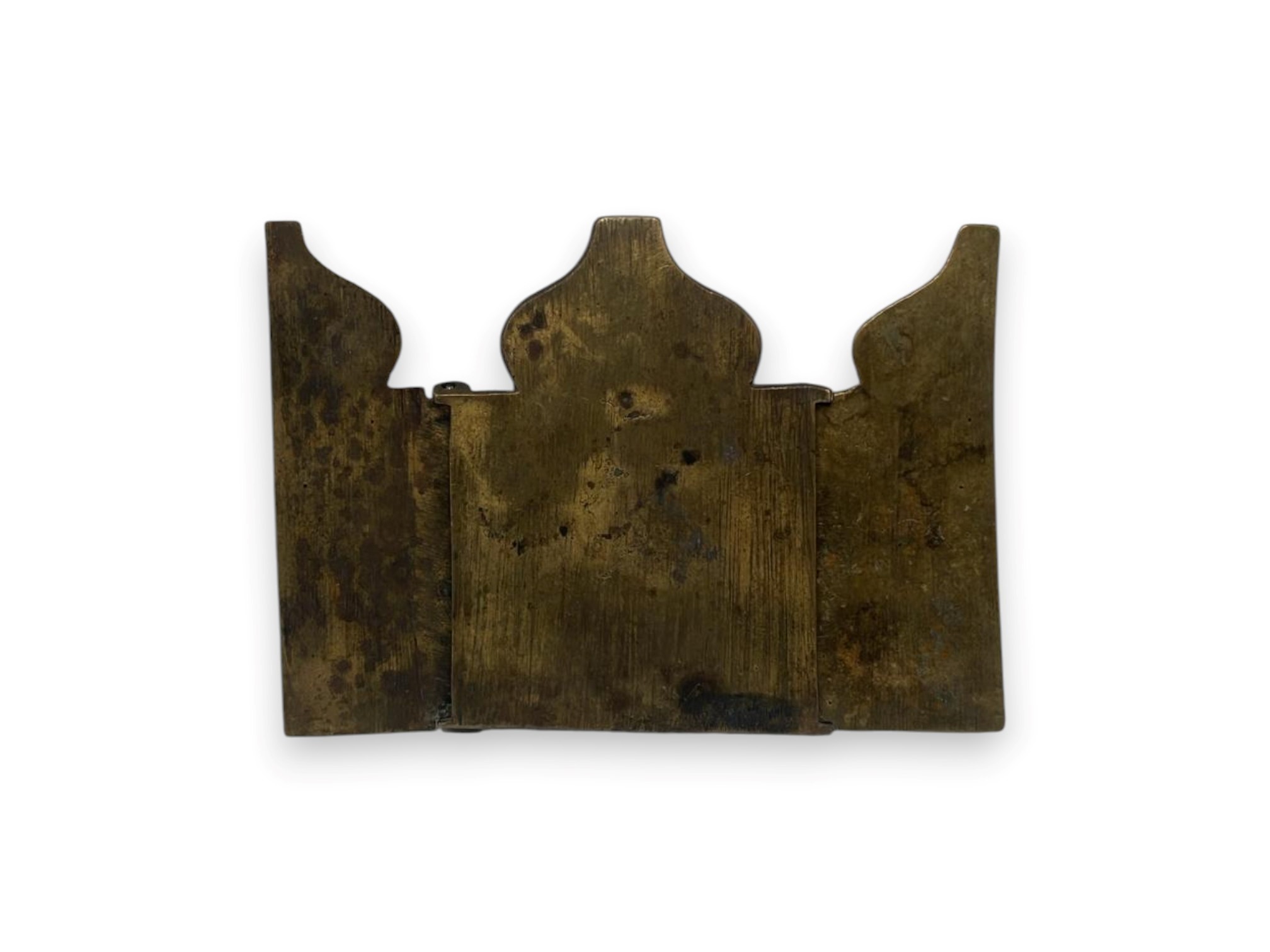 Trittico da viaggio raffigurante San Nicola di Mozhaisk, fusione in bronzo e smalti policromi (XI...