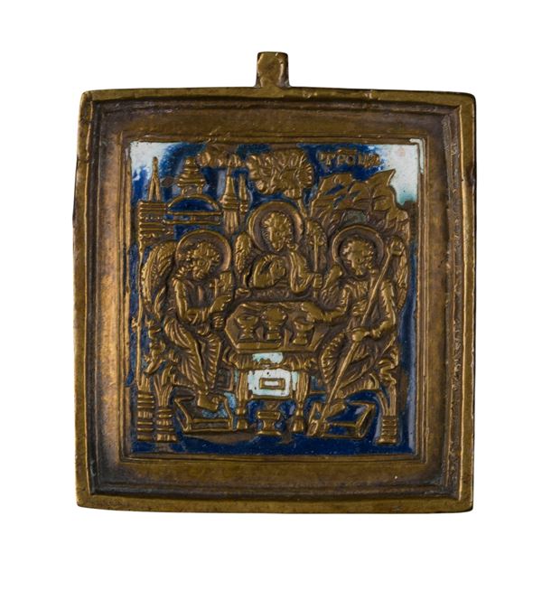 Piccola icona da viaggio raffigurante l'allegoria della Trinità