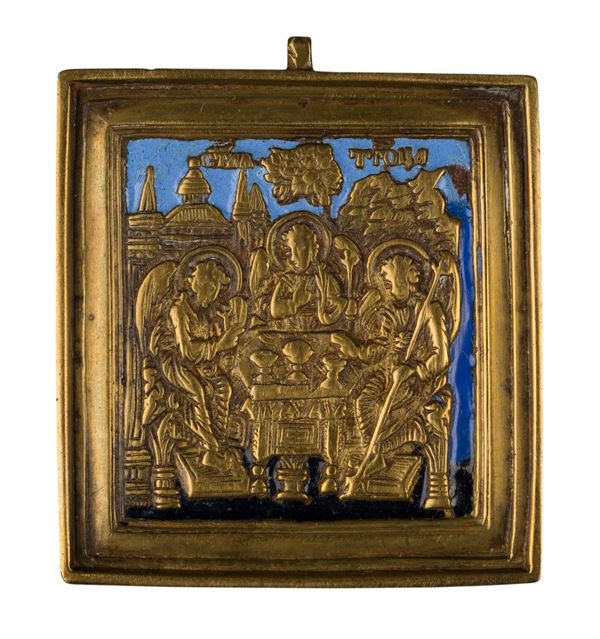 Small travel icon depicting the allegory of the Trinity