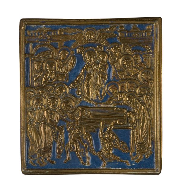 Travel icon depicting the Dormition of the Virgin