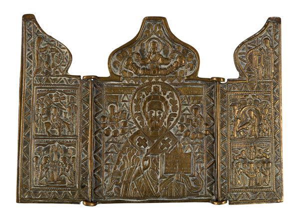 Travel triptych depicting Saint Nicholas and his feasts