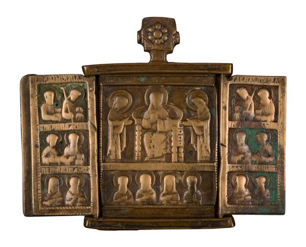 Travel triptych depicting the expanded Deesis