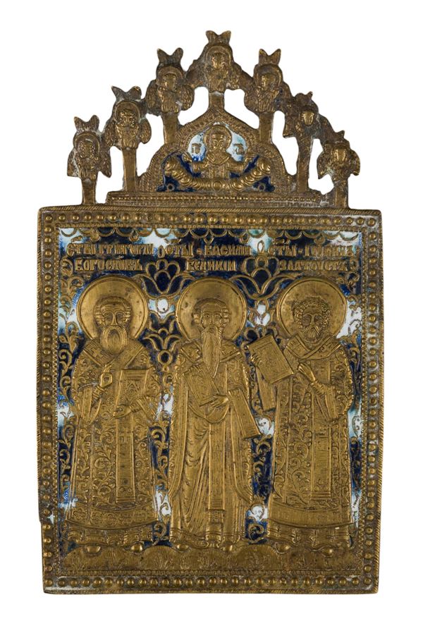 Travel icon depicting the Three Holy Hierarchs