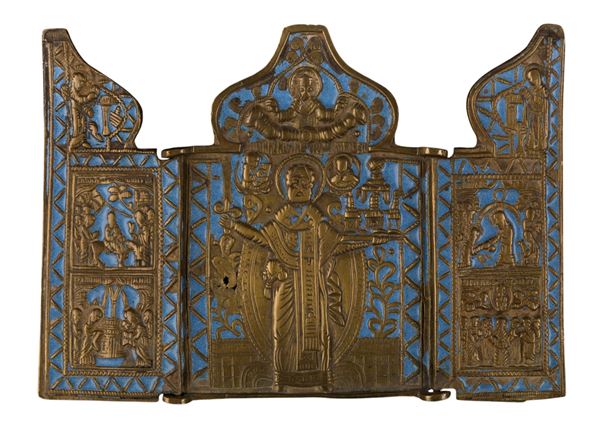 Traveling triptych depicting Saint Nicholas of Mozhaisk
