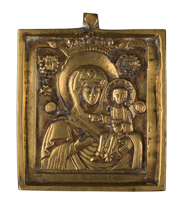 Small travel icon depicting the Virgin of Smolensk