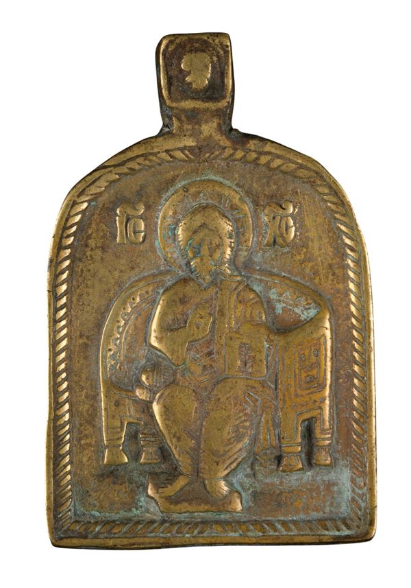 Pectoral icon depicting Christ enthroned
