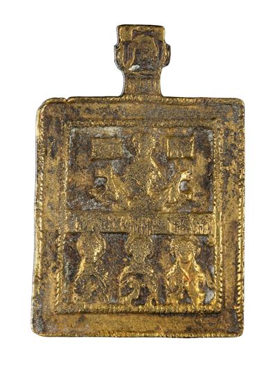 Icône pettorale raffigurante Santi Eletti e Dio Padre, fusione in bronzo (XVIII secolo)