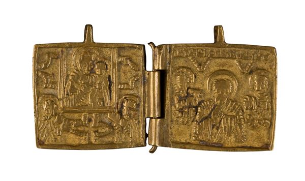 Travel diptych depicting the extended Deesis