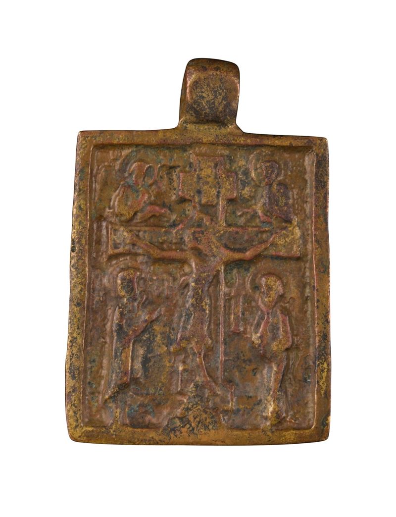 Icona pettorale, Crocifissione, fusione in bronzo, XVIII secolo