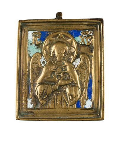 Icona da viaggio raffigurante il Beato Silenzio, fusione in bronzo (XIX secolo)