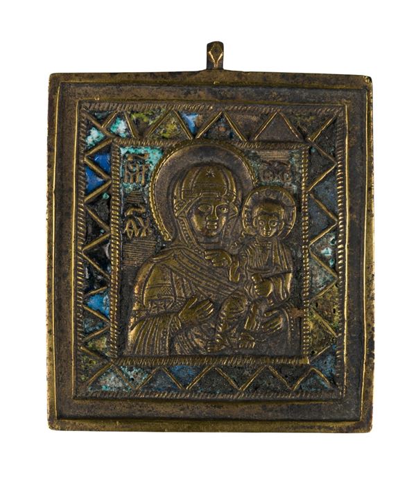 Small travel icon depicting the Virgin of Smolensk
