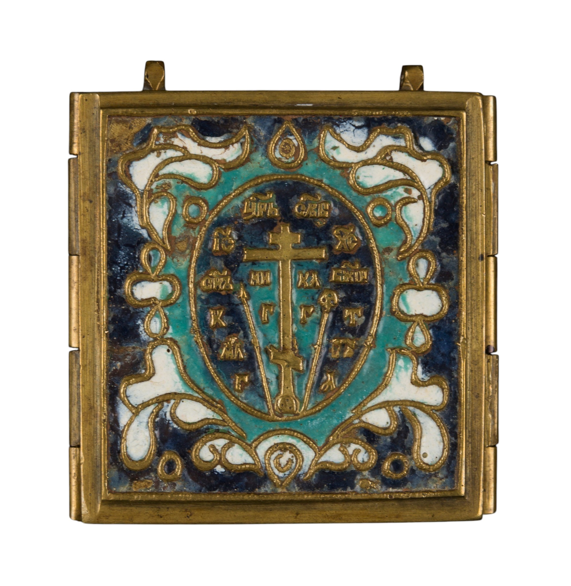 Trittico da viaggio raffigurante le Feste, fusione in bronzo con smalti policromi,  XIX secolo
