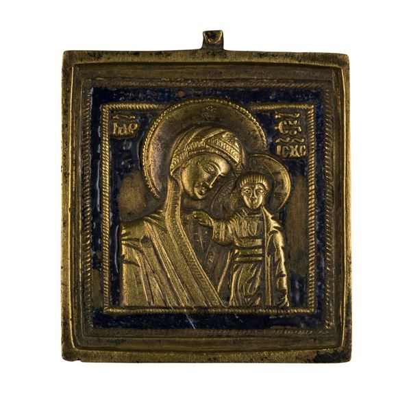 Piccola icona da viaggio raffigurante la Madonna di Kazan