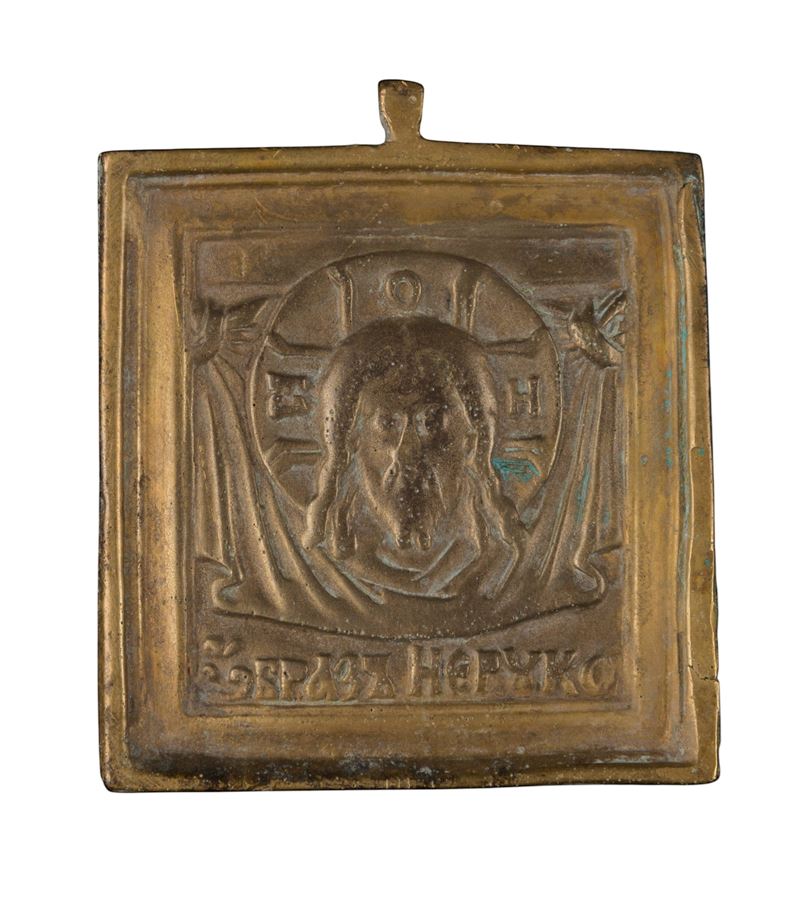 Madilyon di Edessa, Icona pettorale raffigurante il volto di Cristo, fusione in bronzo