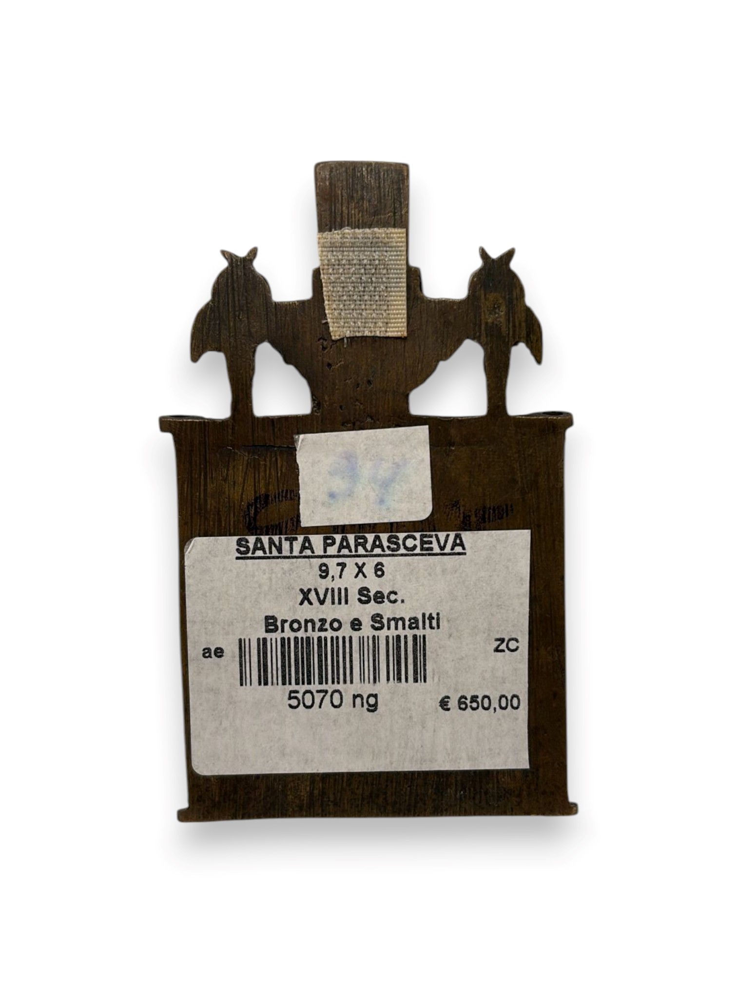Valva di trittico con Santa Parasceva, fusione in bronzo e smalti policromi, XIX secolo