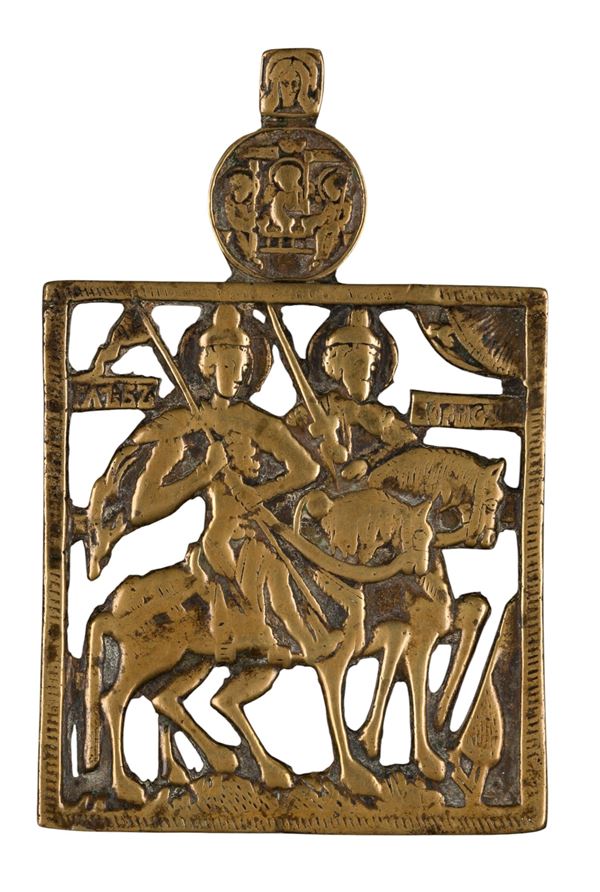 Pectoral icon depicting Saints Boris and Gleb