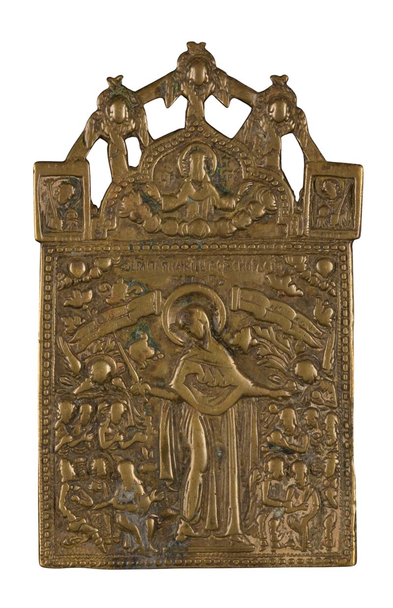 Madre della Consolazione, icona da viaggio in bronzo fuso, XIX secolo