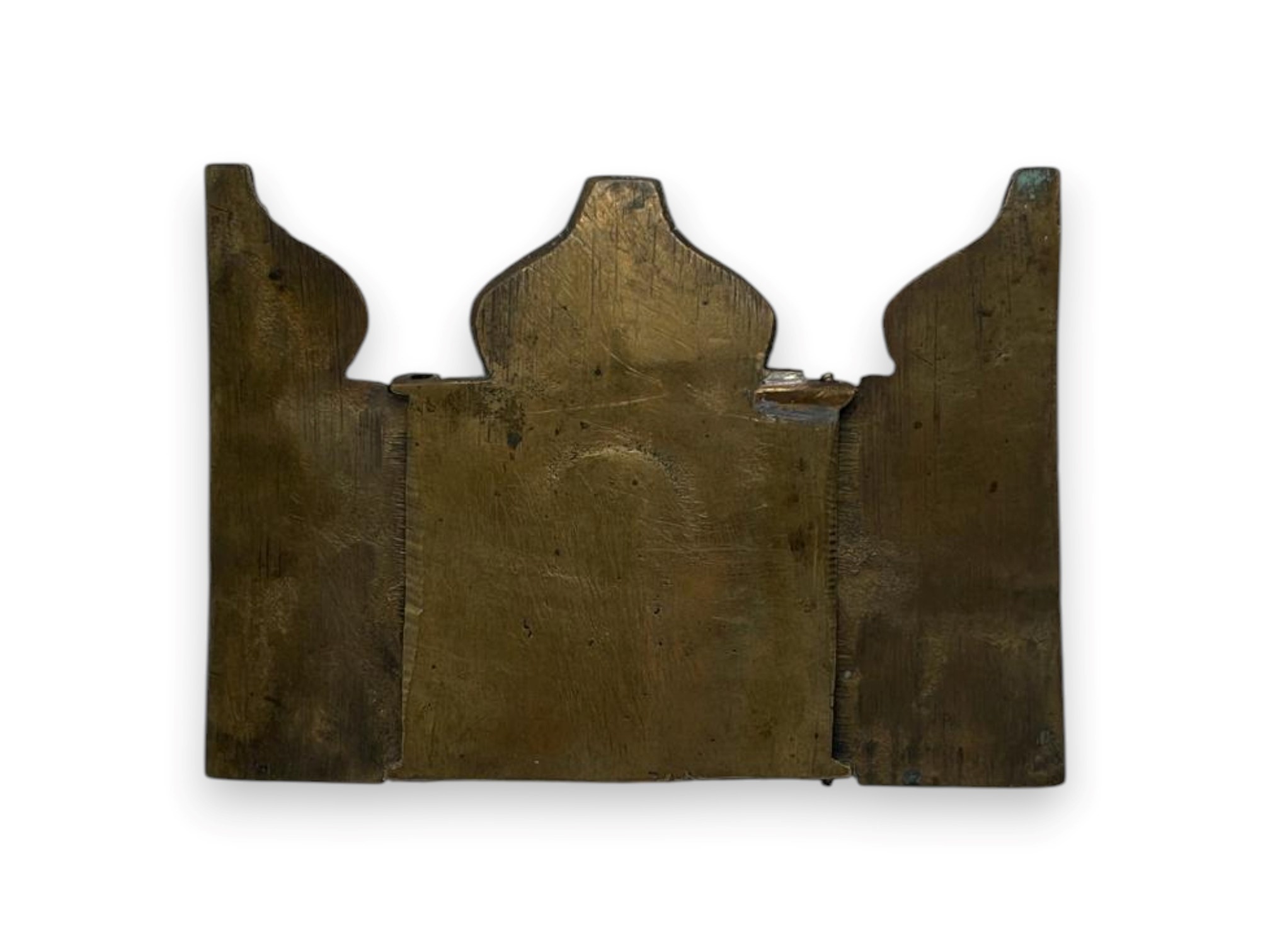 Trittico da viaggio con Madonna di Kazan, fusione in bronzo e smalti policromi (XIX secolo)