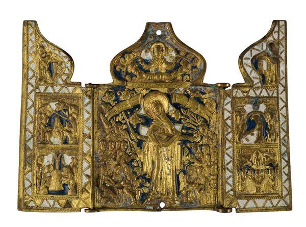 Travel triptych depicting the Mother of Consolation