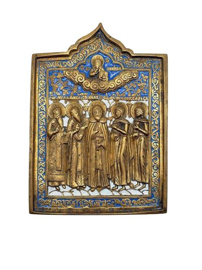 Fusione in bronzo e smalti policromi, Icona di San Nilo e altri Santi