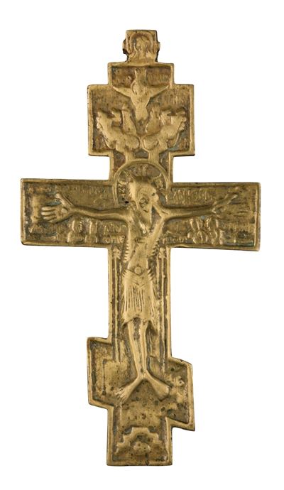 Fusione in bronzo, Grande croce pettorale con Crocifissione,  XIX secolo