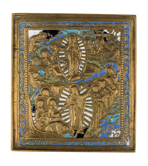 Travel icon depicting the Paschal Cycle (Anastasis and the Resurrection from the Tomb)