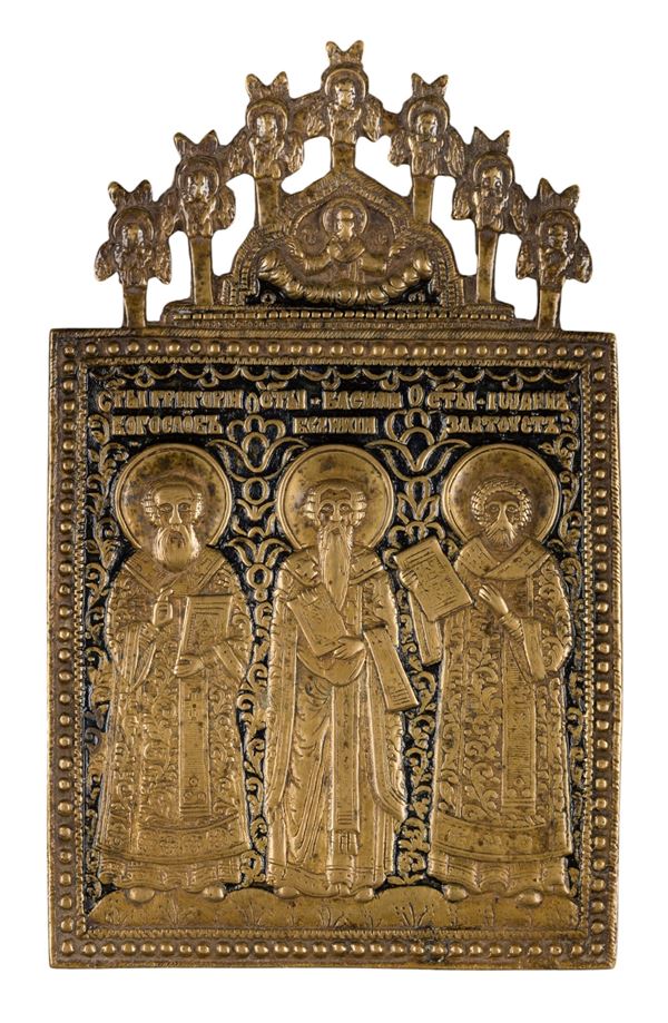 Travel icon depicting the Three Holy Hierarchs