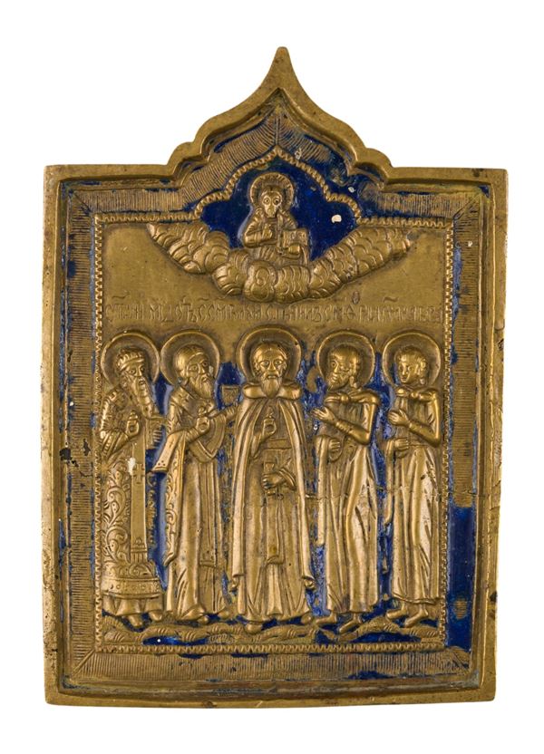 Icon depicting Saint Nilus and other Saints