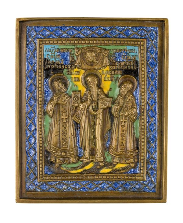 Travel icon depicting the Three Holy Hierarchs