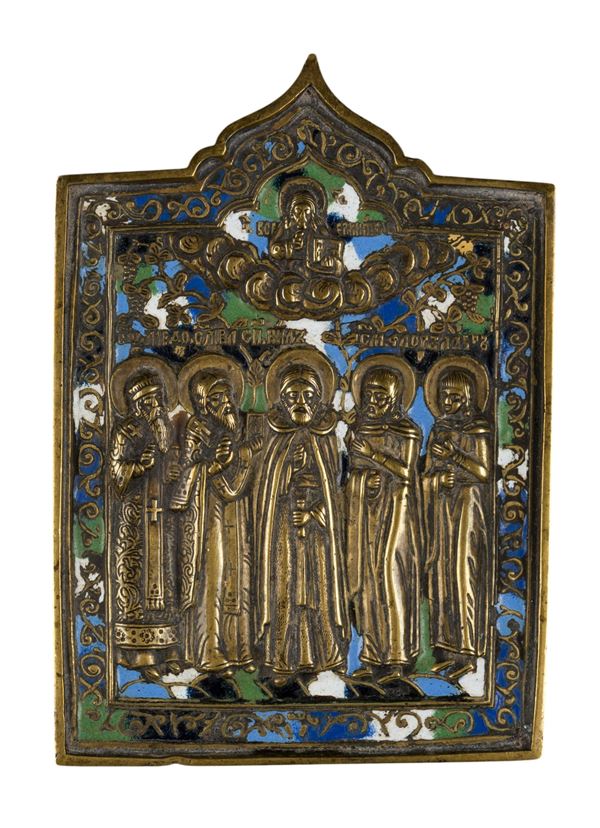 Icon depicting Saint Nilus and other saints