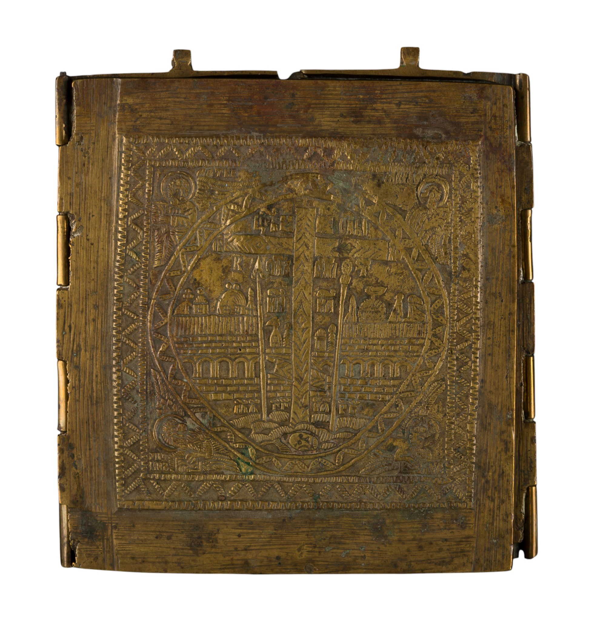 Trittico della Deesis, fusione in bronzo e smalti policromi (XIX secolo)