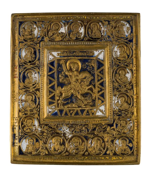 Travel icon depicting Saint George and the Deesis