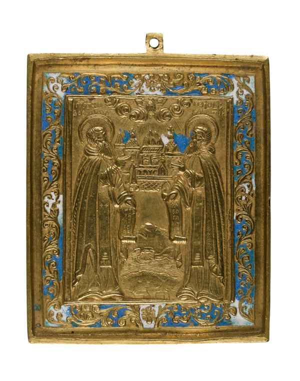 Icona da viaggio raffigurante i Santi Zosima e Salvatij